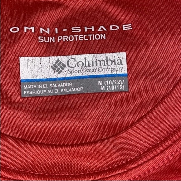 Columbia Girls Omni Shade Shirt Size 10/12 M  Mango Long Sleeve Sun Protection - Picture 4 of 5